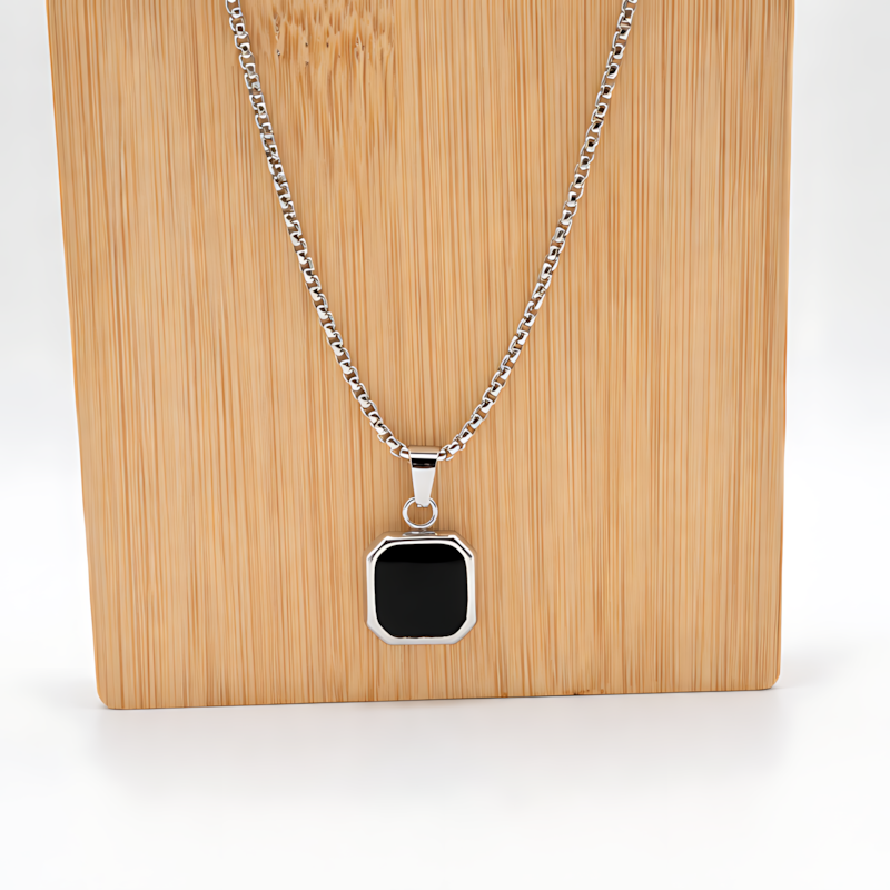 Silver Hexagon Charm Necklace