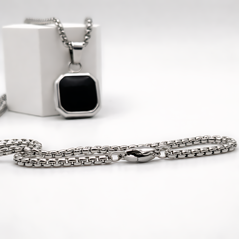 Silver Hexagon Charm Necklace