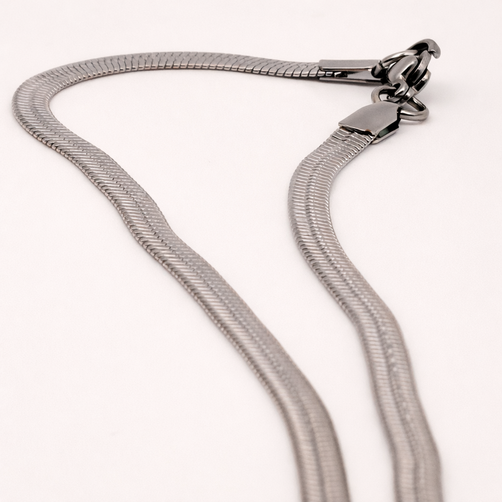 Liquid Silver Herringbone Necklace