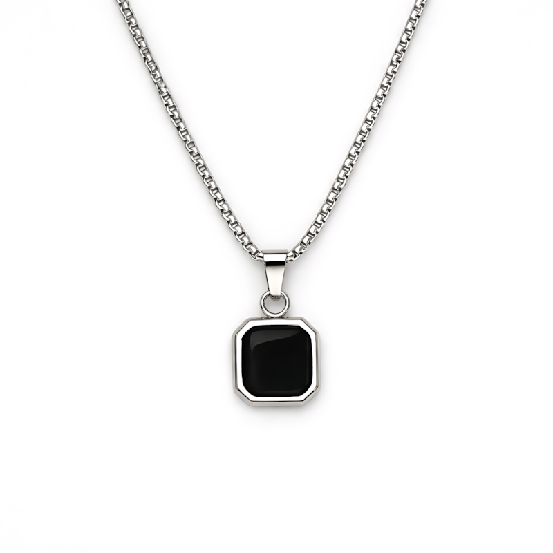 Silver Hexagon Charm Necklace